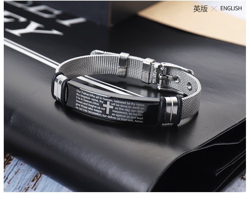 Titanium Men’s Bracelet – Hip Hop Stainless Steel Couple DIY Cross Jewelry for Men