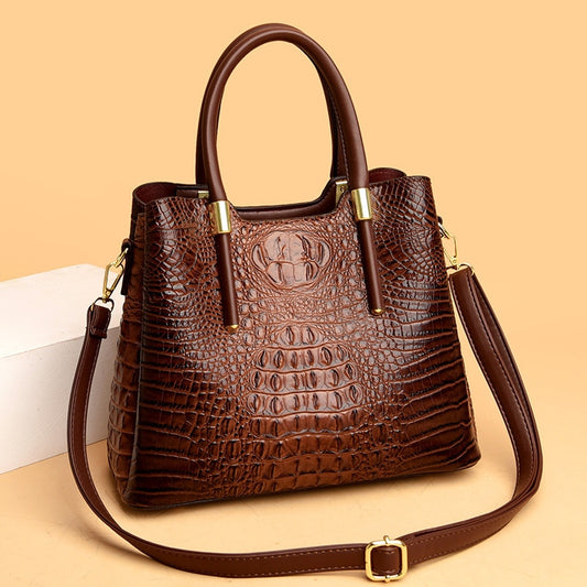 Fashion Alligator Women Handbags – Designer Crocodile PU Leather Large Tote & Luxury Crossbody Bag