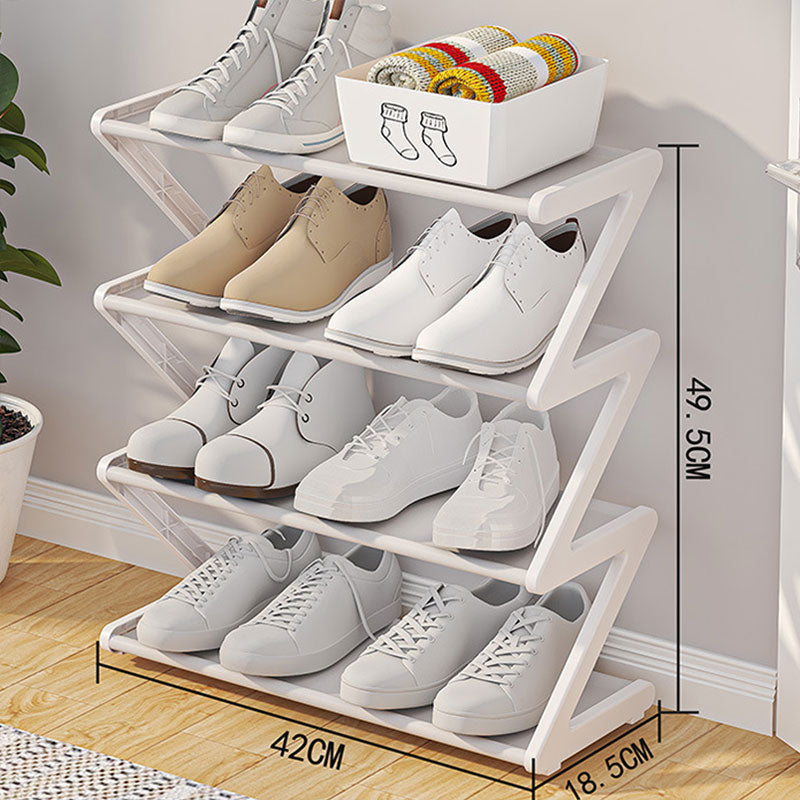 Z-Shaped 4-Layer Shoe Organizer – Space-Saving Adjustable Shoe Rack for Wall or Corner, Stackable Storage Shelf