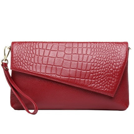 Genuine Leather Crossbody Bag for Women – Litchi Grain Cowhide Shoulder & Clutch Bag, Large Capacity & Stylish