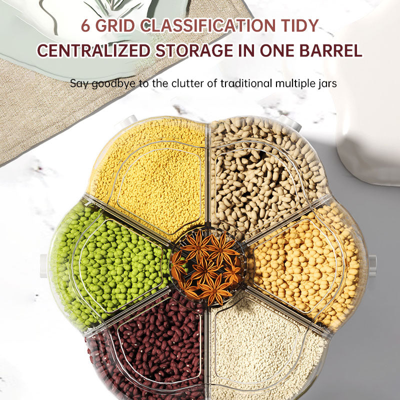 Rotatable Grain Storage Box – Divided Compartments, Insect & Moisture-Proof Household Storage