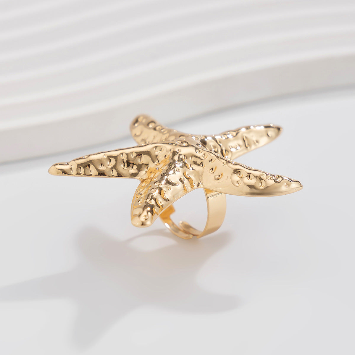 Starfish Beach Imitation Pearl Adjustable Ring – Holiday Style Alloy Women’s Jewelry