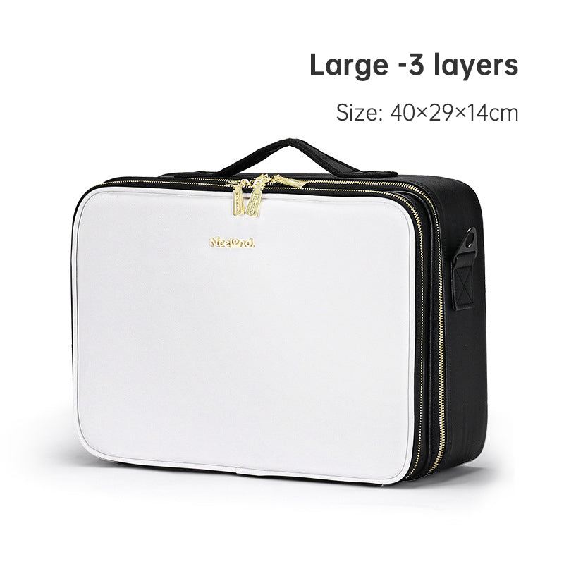 PU Portable Zipper Pouch Leather Makeup Organizer – Waterproof Zipper Pouch with Handle for Travel & Daily Use