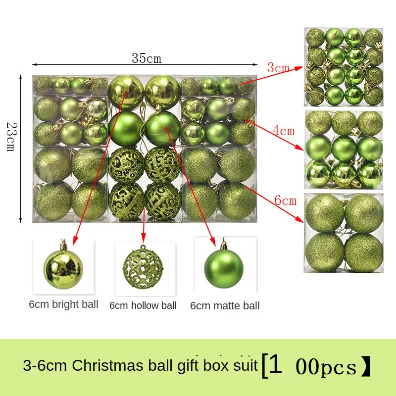 100PCS Christmas Ball Gift Box Set – Electroplated Hollow Plastic Balls for Elegant Holiday Decorations (3/4/6cm)