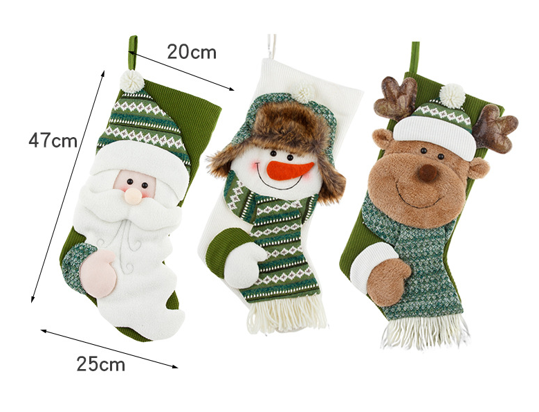 Christmas Hanging Decorations – Candy & Gift Socks, Green Holiday Stockings for Gifts