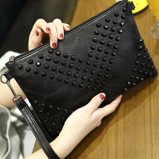 Fashion Genuine Leather Women Bag – High-Quality Rivet Shoulder Messenger & Crossbody Purse