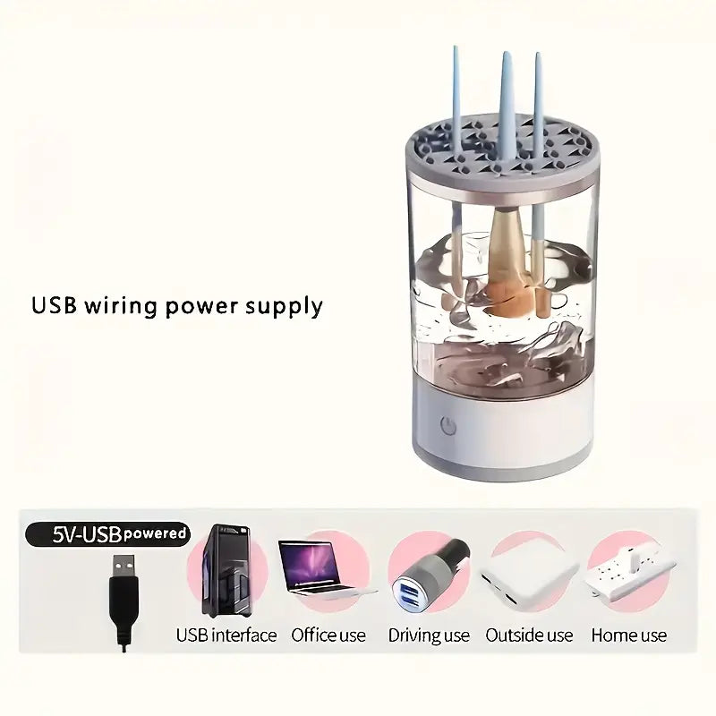 USB-Powered Automatic Makeup Brush Cleaner & Dryer – Deep Cleaning Machine for All Brush Types