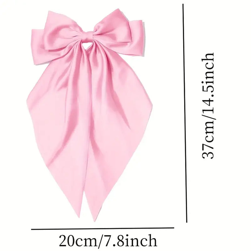 3pcs Large Satin Bow Hair Clips – Elegant Black, White & Pink Hair Accessories for Women