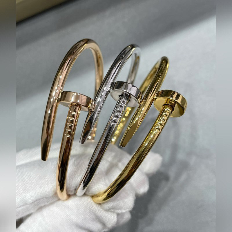 V-Gold Diamond Pavé Screw Cuff – Titanium Steel Couples Bracelet with Open-Close Clasp