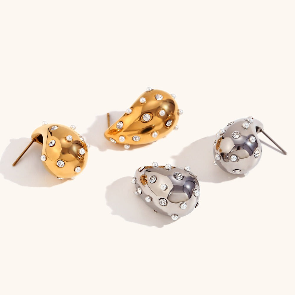 Gold Silver Color Chubby Waterdrop 316L Stainless Steel 18K Gold Stud Earrings – Fashion Jewelry Gift