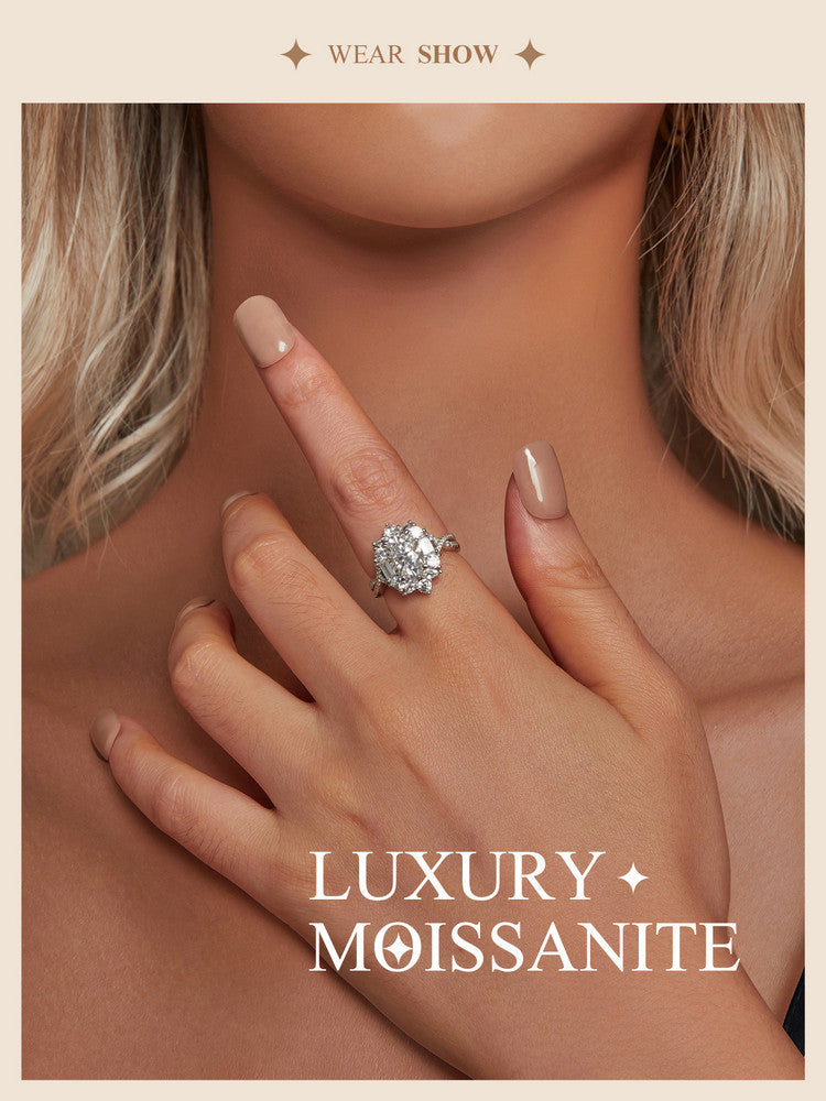 Two Carat Moissanite Diamond s925 Pure Silver Ring – Luxury Proposal & Engagement Jewelry