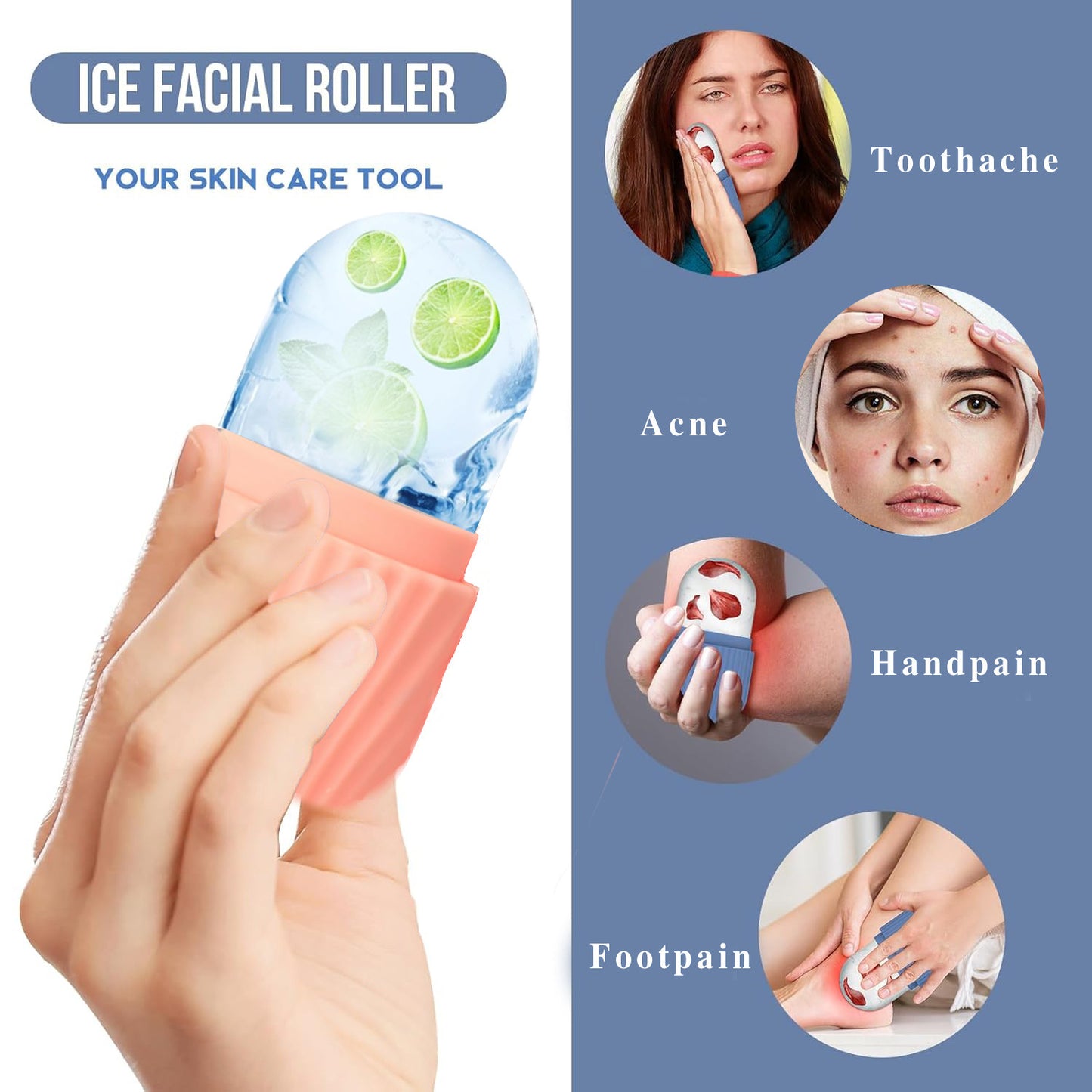 Silicone Ice Grid Facial Care Tool – Ice Scraping Plate Set with Storage Bag