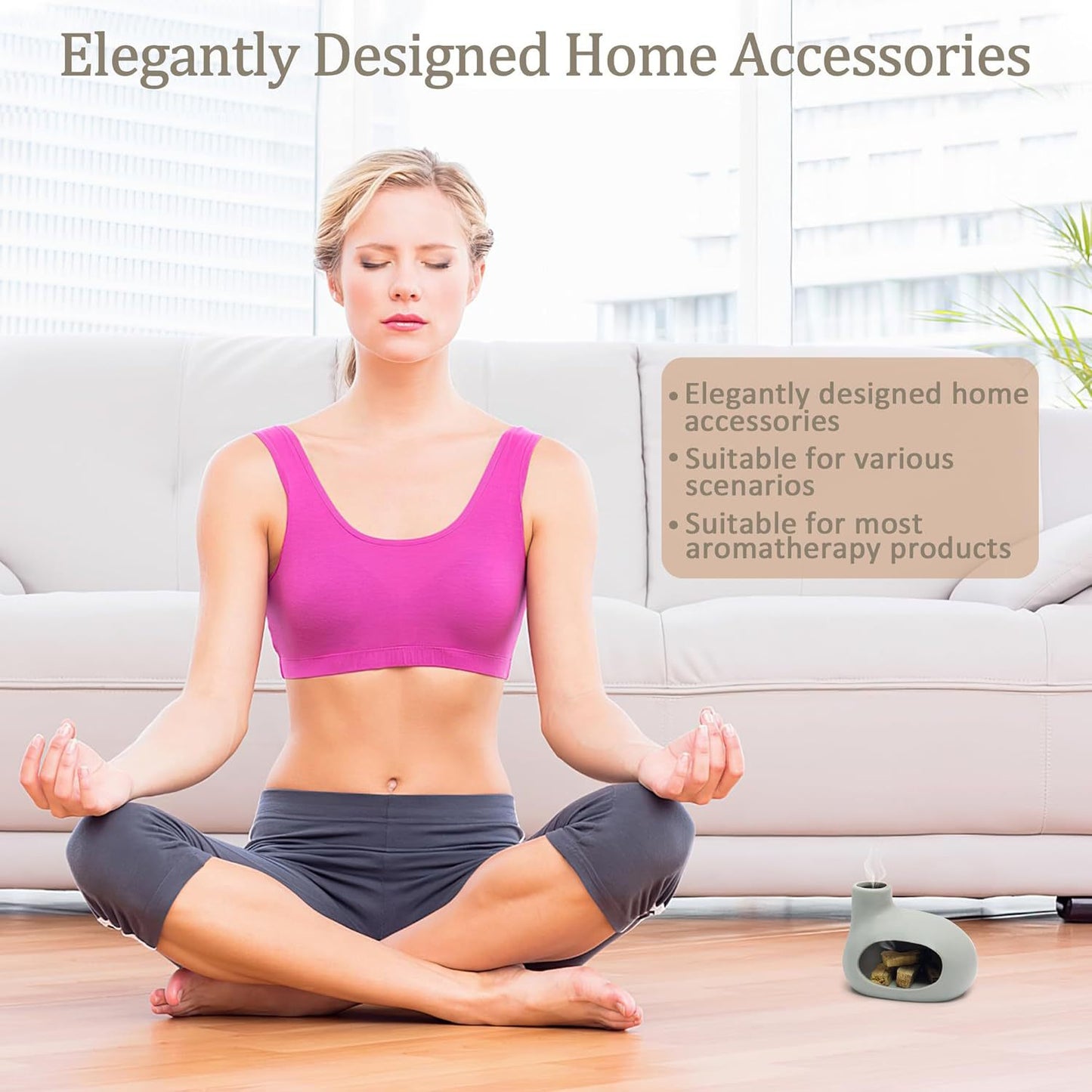 Ceramic Incense Burner with Palo Santo & Sage – Aromatherapy Home Décor Gift