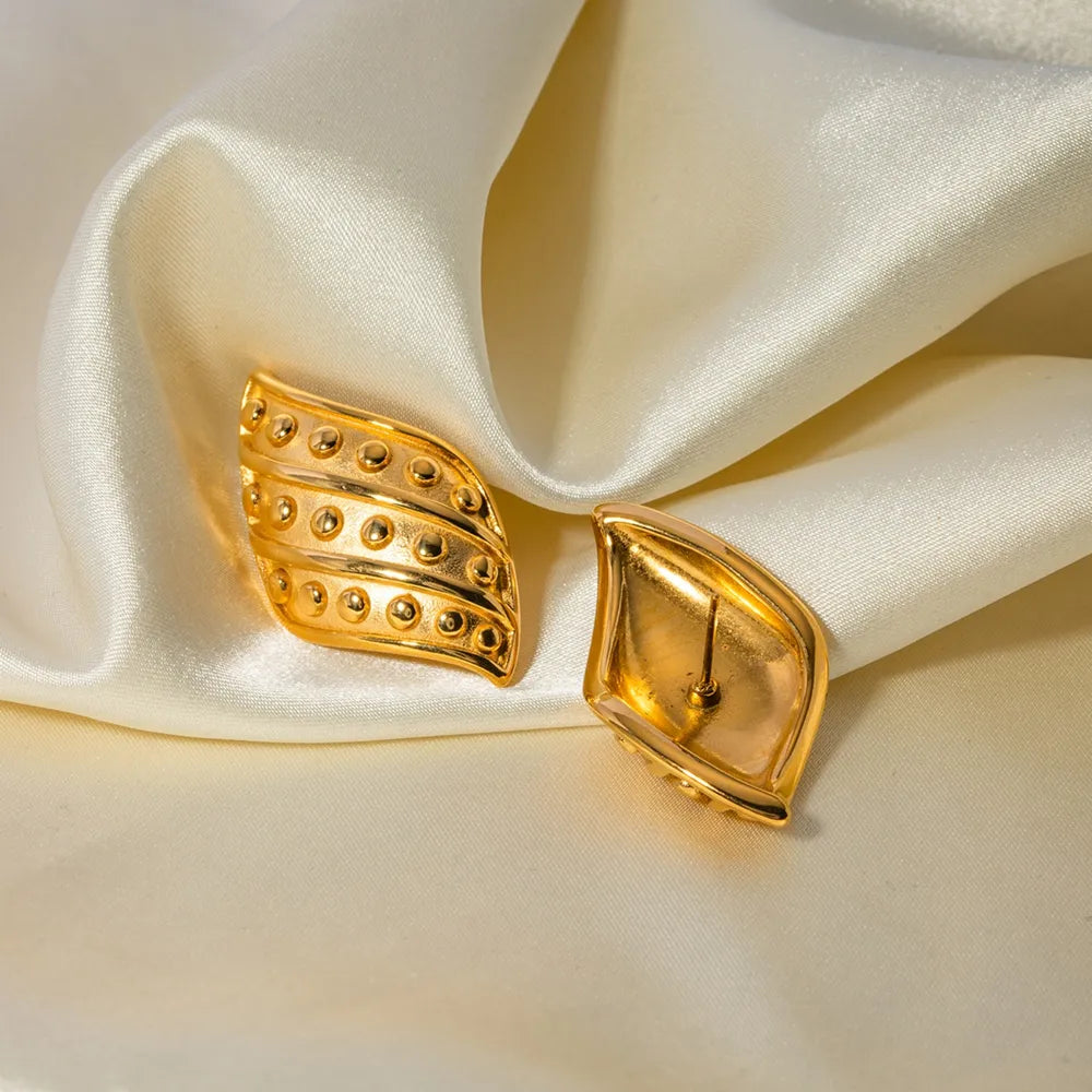 18K Gold-Plated Stainless Steel Stud Earrings – Perfect Gift for Her | Hypoallergenic & Long-Lasting