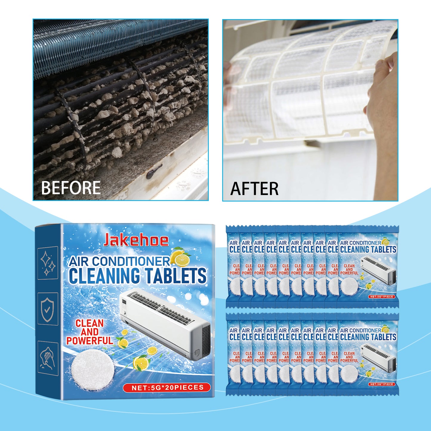 Jakehoe Air Conditioning Cleaning Sheet – Deep Clean Home AC Filter Dust & Odor Removal