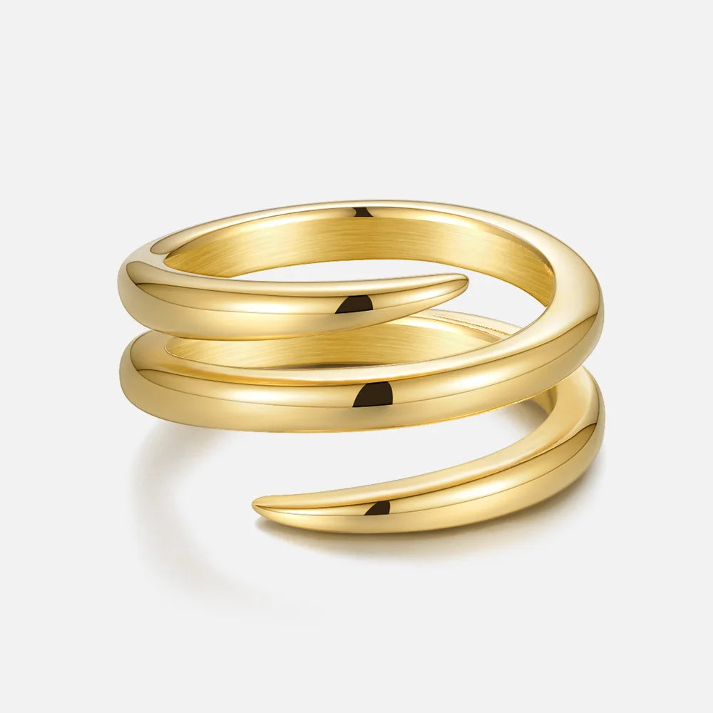 18K Gold Plated Spiral Line Rings For Women – Simple Allergy-Free Stainless Steel Fashion Jewelry