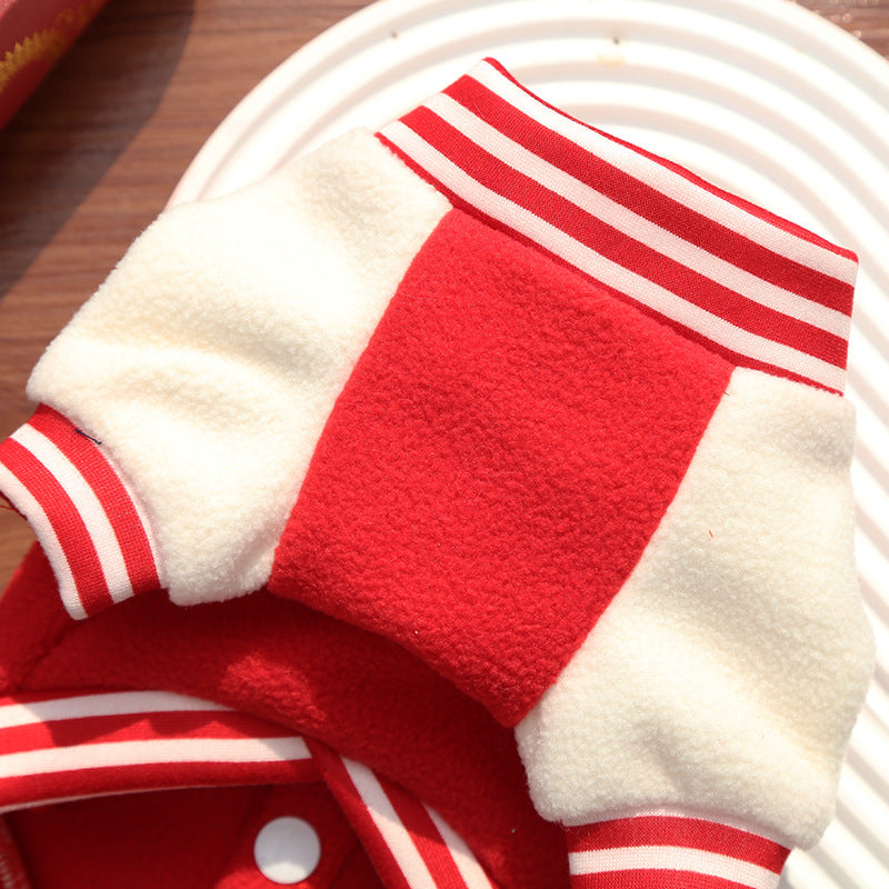 Fleece Dog/Cat Outdoor Jacket – Small/Medium Pets with D-Ring & Buttons