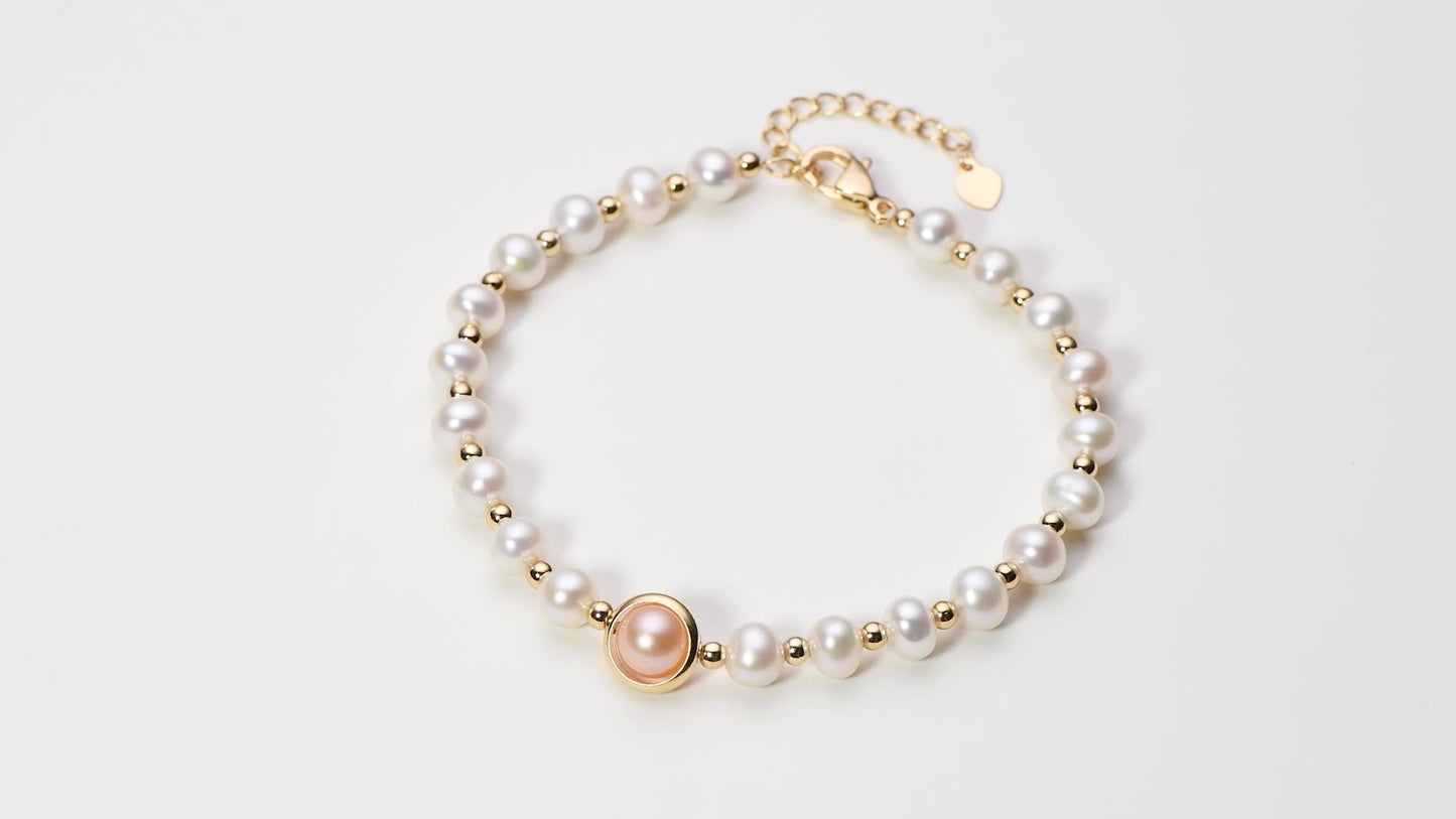 14K Gold Wrapped Pearl Bracelet – Luxury Natural Freshwater Pearl Jewelry for Women