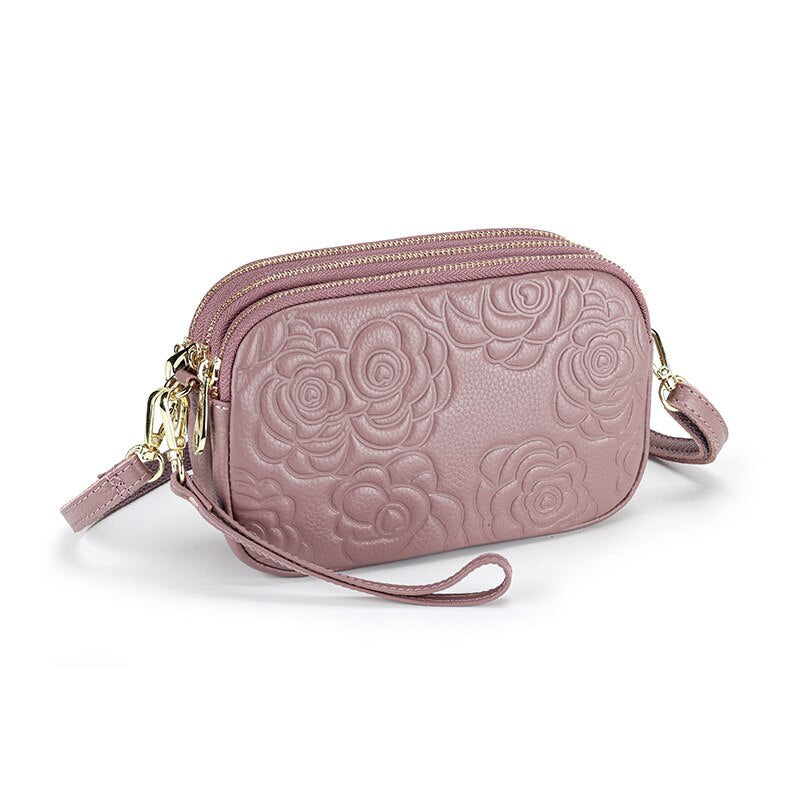 Trend Camellia Genuine Leather Messenger Bag – Luxury Women’s Crossbody & Designer Shoulder Bag