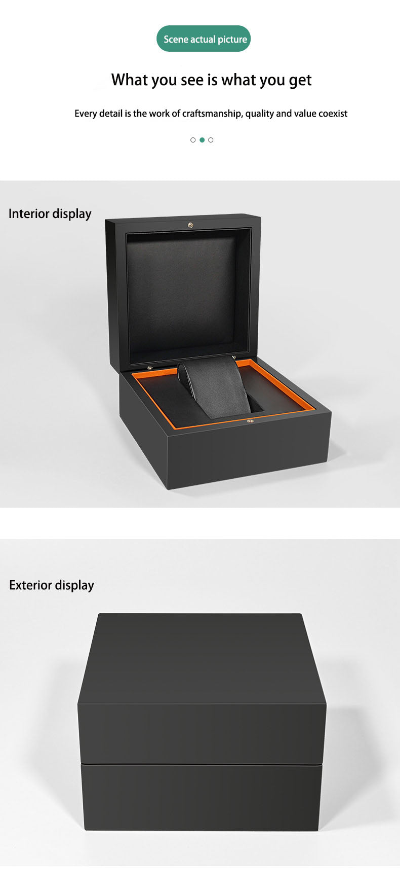 Luxury PU Leather Jewelry Box & Watch Box – High-End Flip Cover Black Gift Storage Packaging Set