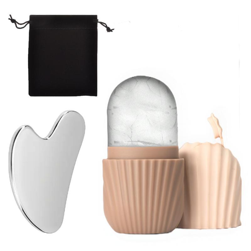 Silicone Ice Grid Facial Care Tool – Ice Scraping Plate Set with Storage Bag