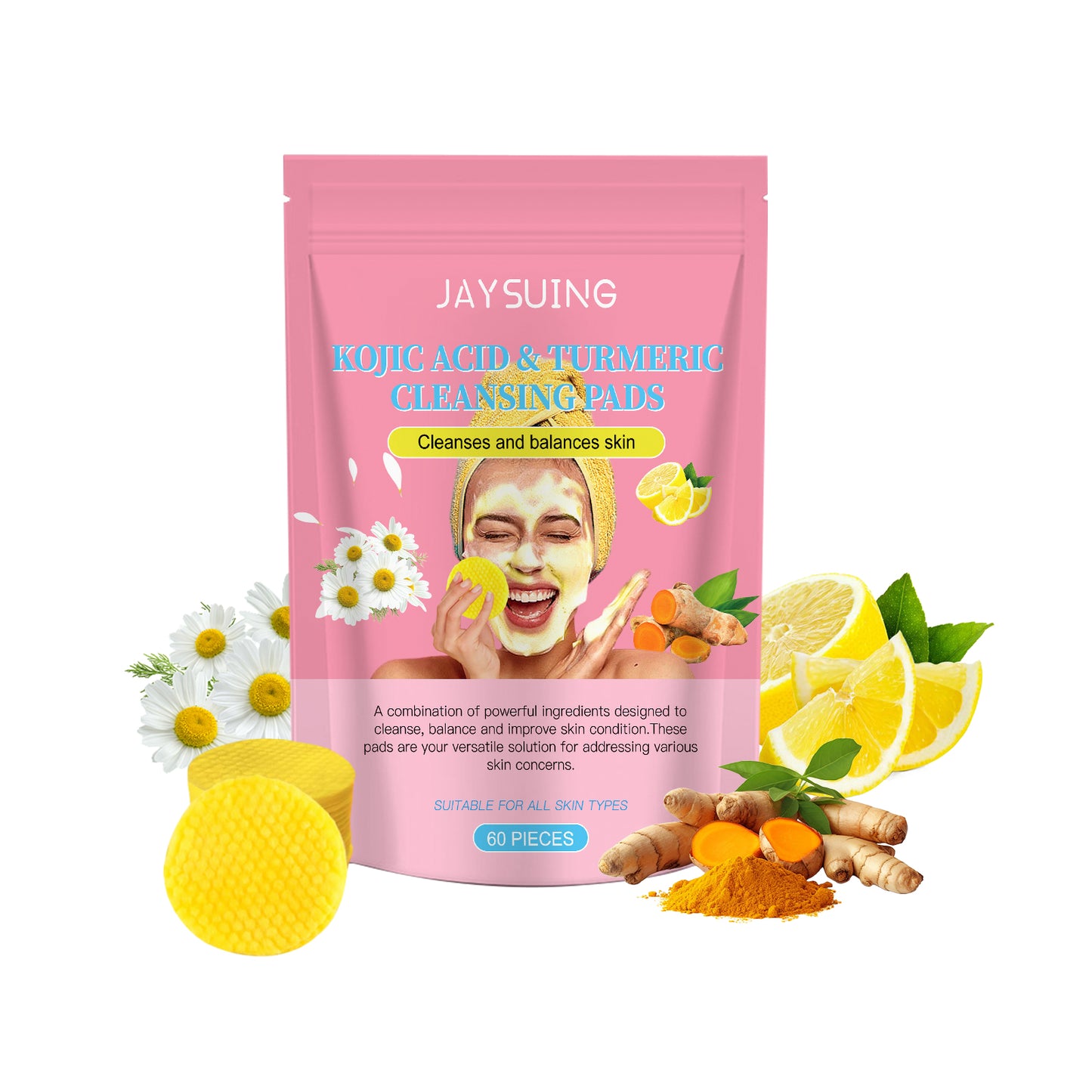 Kojic Acid and Turmeric Cleansing Pad – Gentle Water-Oil Balanced Skin Care Pad