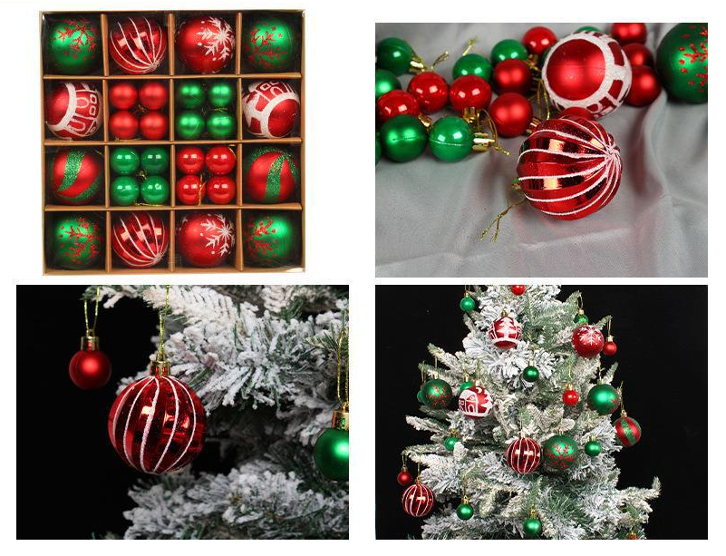 Christmas Ball Gift Set – Creative Painted Red & White Plastic Hanging Tree Decoration Ornaments