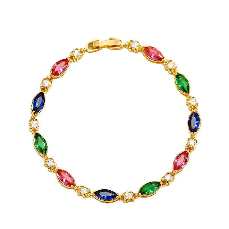 24K Gold Flower Ruby Bracelet – European Luxury Women’s Fashion Jewelry Design