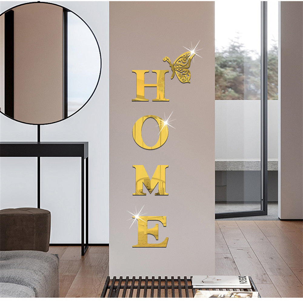 Butterfly Acrylic Mirror Wall Stickers – DIY Home Background Wall Decor Letters for Porch & Living Room