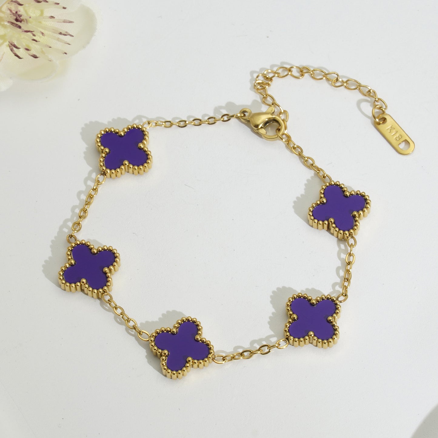 18K Gold Titanium Steel Four-Leaf Clover Bracelet Necklace – Lucky Luxury Jewelry Set