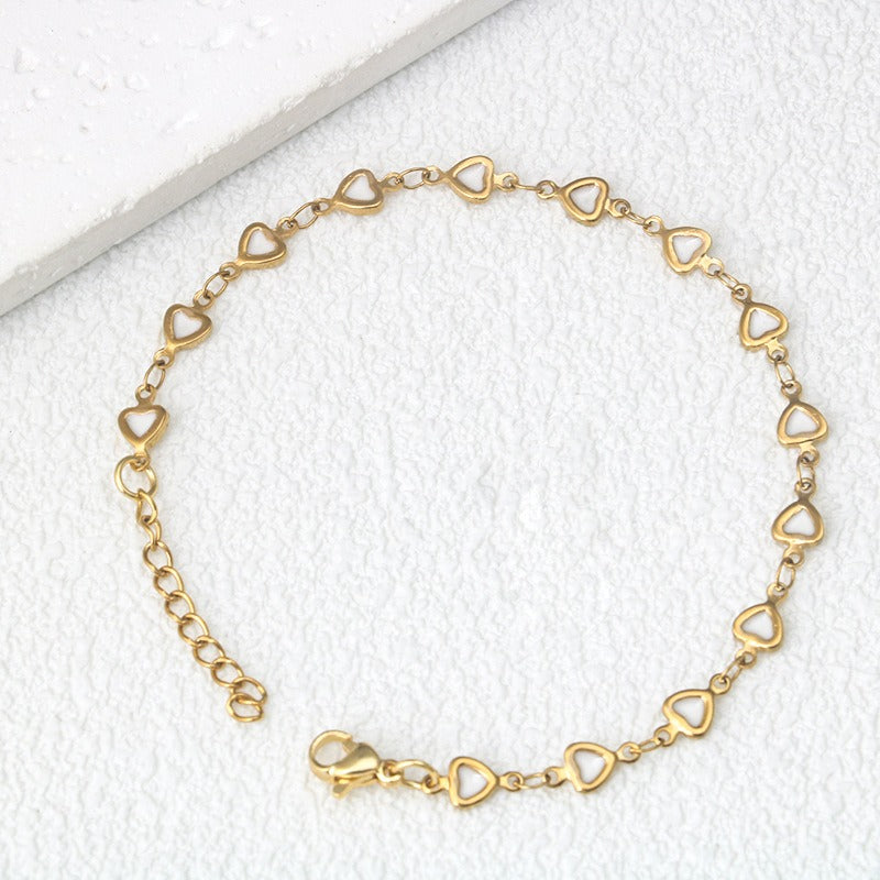 Colorful Love Heart Titanium Steel 18K Gold Bracelet – Trendy Personalized Luxury Jewelry