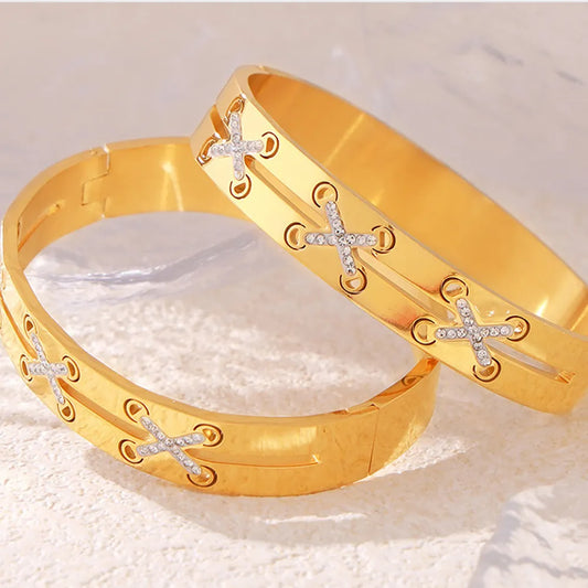 18K Gold-Plated Czech Diamond Bracelet – Elegant Women’s Jewelry