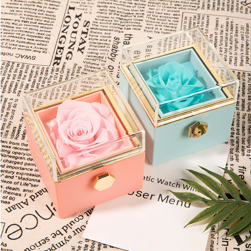 360° Flip Rose Gift Box Necklace Ring Gift Box for Women – Romantic Valentine’s & Mother’s Day Gift