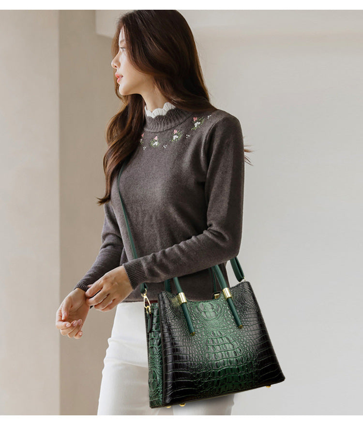 Fashion Alligator Women Handbags – Designer Crocodile PU Leather Large Tote & Luxury Crossbody Bag