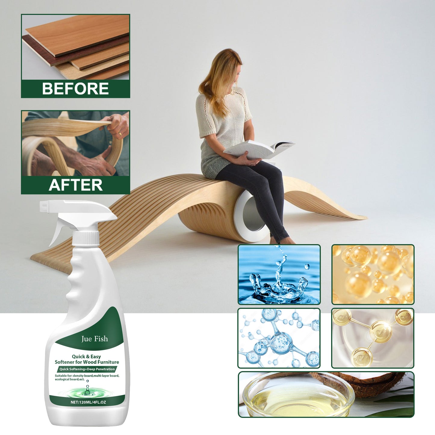 Softener for Wood Furniture – Arc Bending Molding Care Solution for Home Wooden Furniture