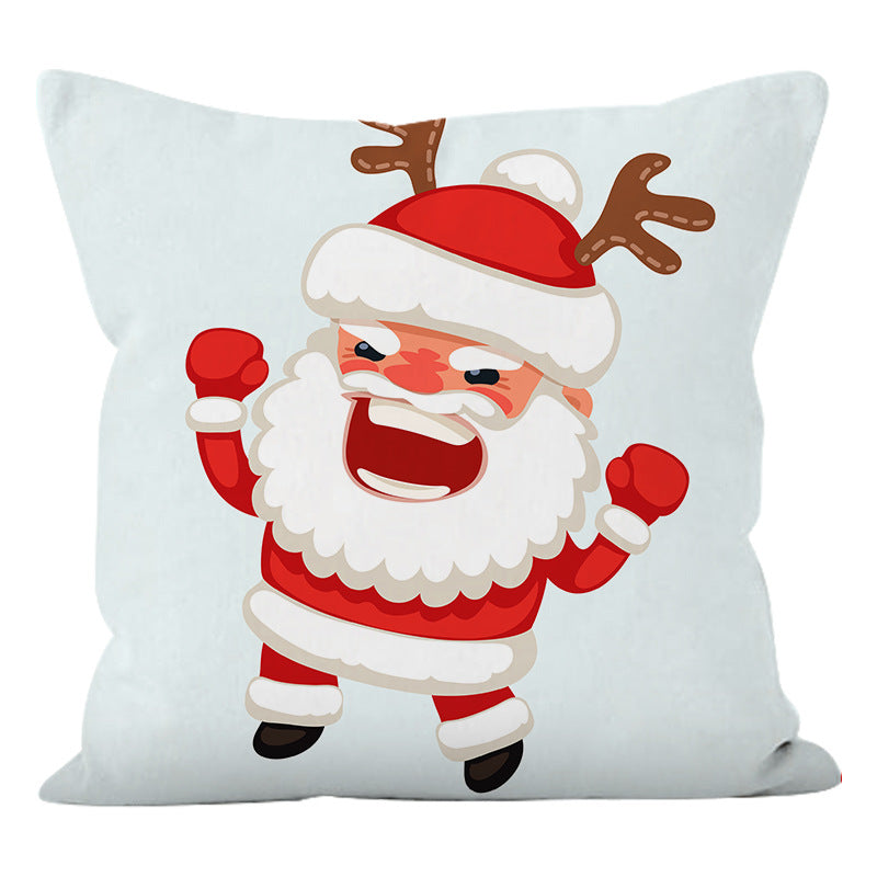 Santa Claus Printed Pillow Cover – Super Soft Holiday Cushion for Home Sofa & Christmas Party Decoration