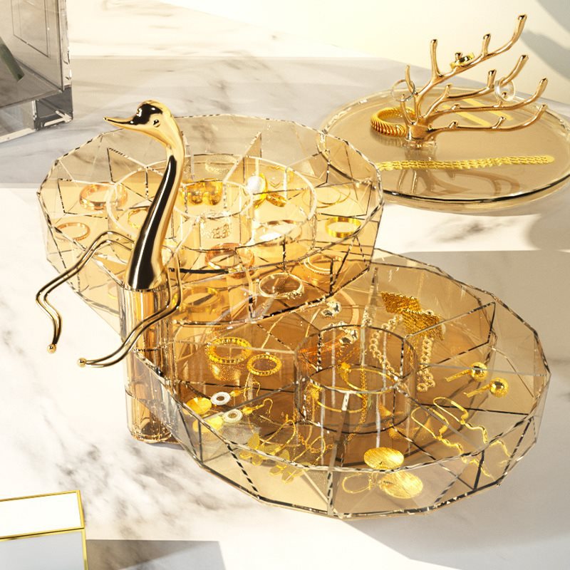 Fashionable Swan Jewelry Storage Box – Large Capacity Creative Home Organizer