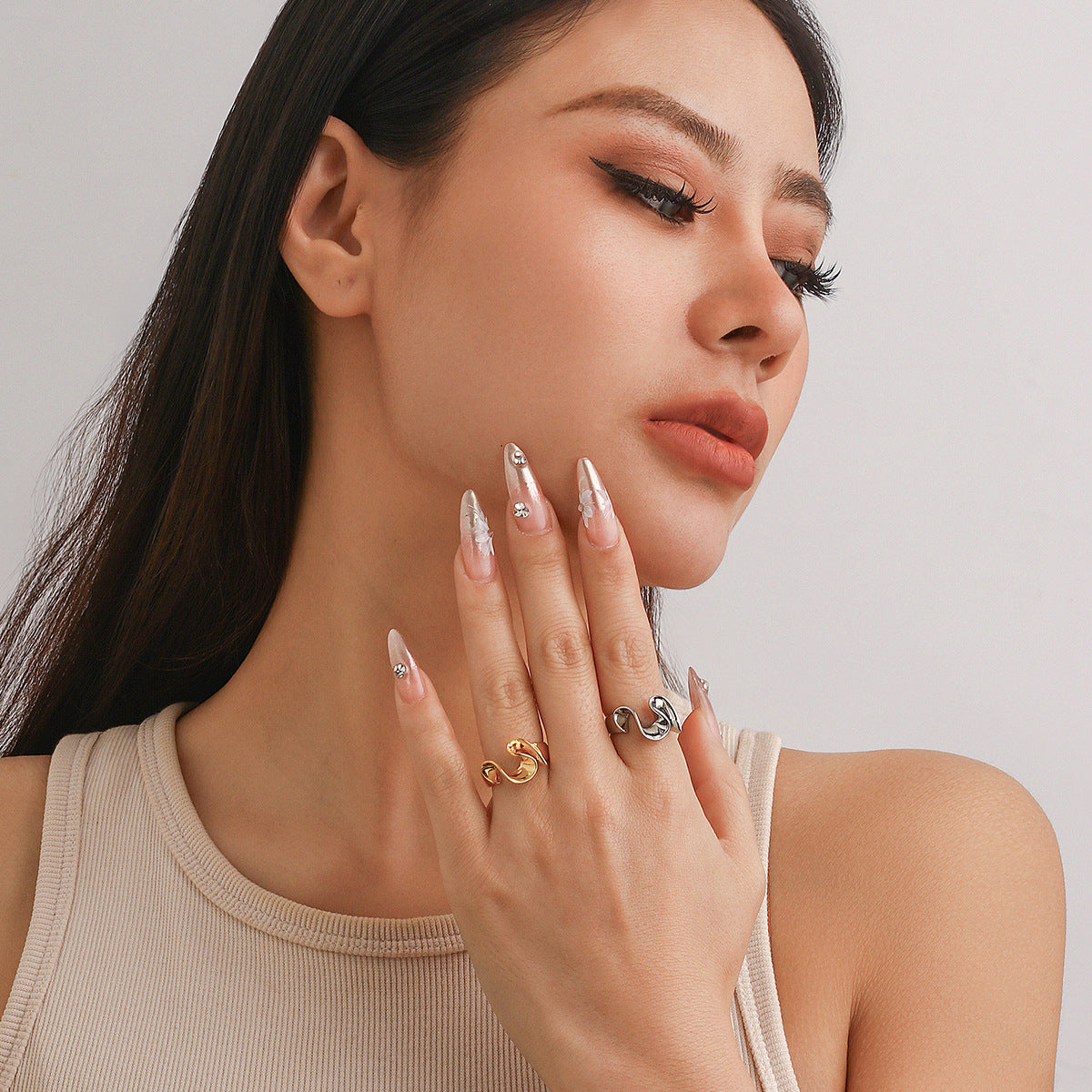 Baroque Round Irregular Curved Smooth Plain Ring – Luxury Alloy Women’s Fashion Jewelry