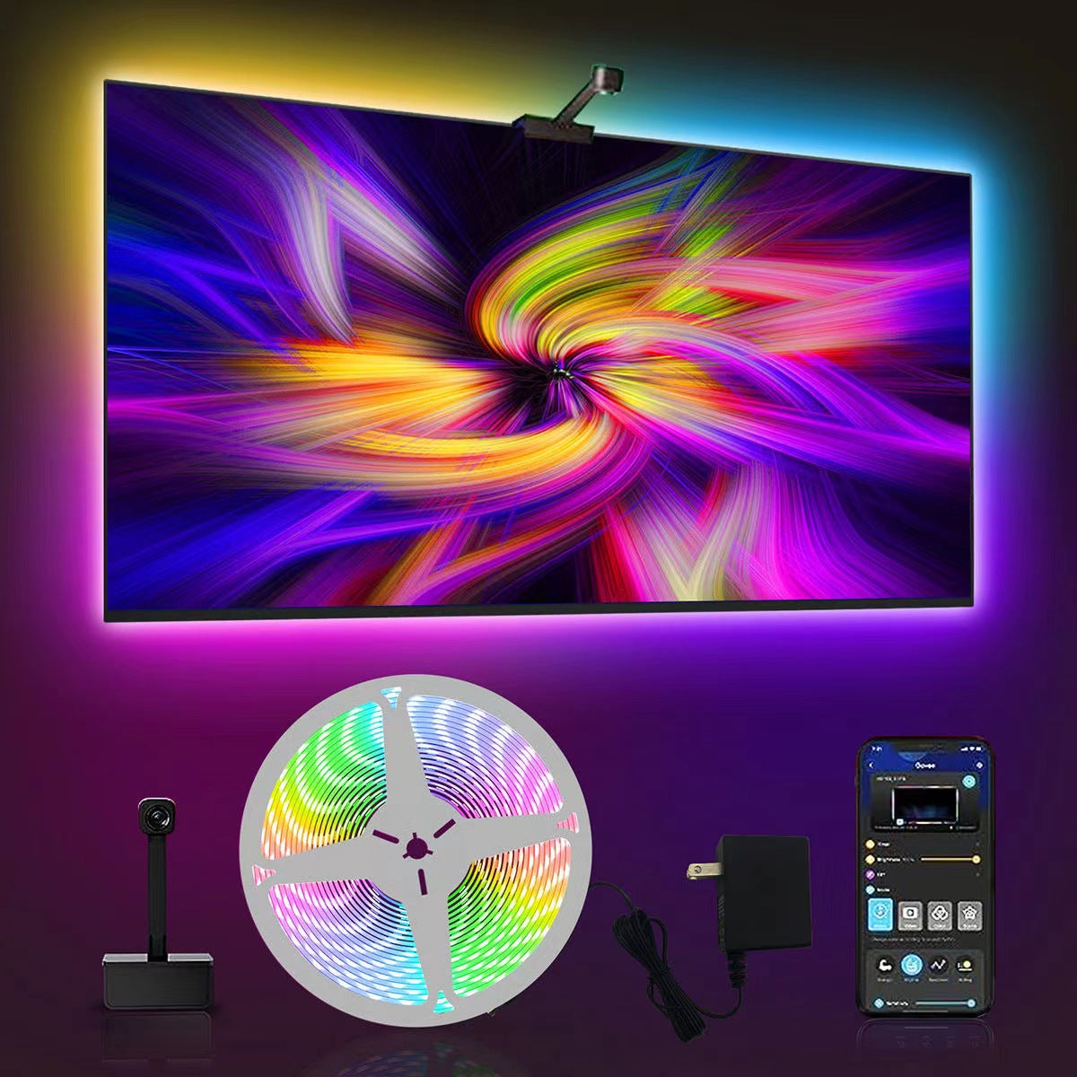 LED Light Strip Bluetooth Sync TV Background Ambient Light with Camera Color Matching – Smart Mood Lighting
