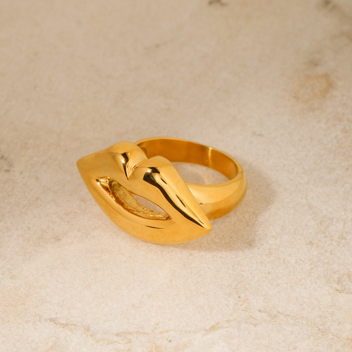 Gold Stainless Steel Lip Ring – Minimalist Trendy Handmade Mirror Polished Jewelry