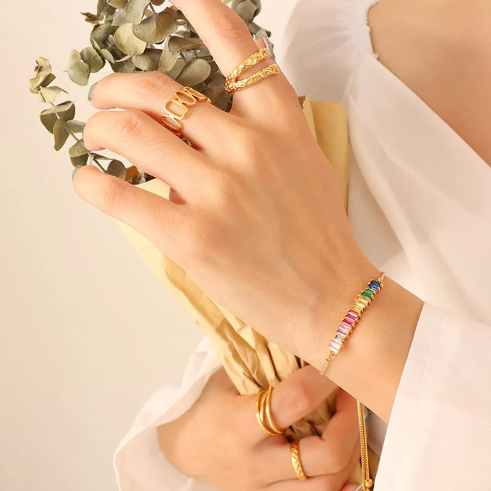 Contrast Zircon Titanium Steel Bracelet Gold-Plated – Elegant Luxury Jewelry Gift