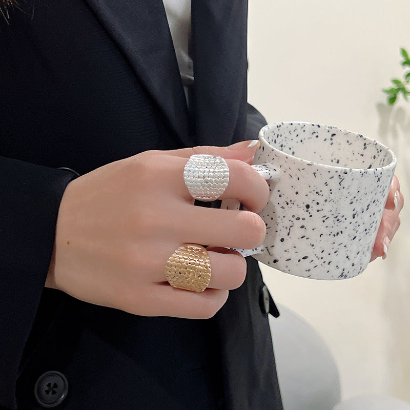 Chunky Gold Color Rings for Women Men – Irregular Geometric Elastic Fashion Jewelry