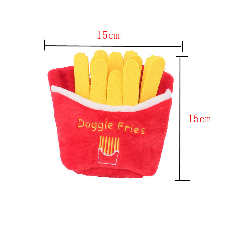 Pet Plush Toy – Simulation Pizza, Hamburger, Steak, Ice Cream & French Fries Sound Dog Toy