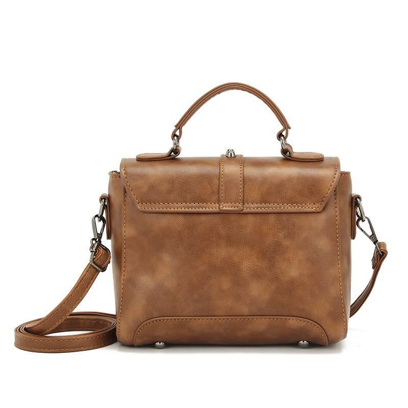 White Vintage Oil Leather Luxury Handbags – Designer Crossbody & Rivet Small Handbag for Women