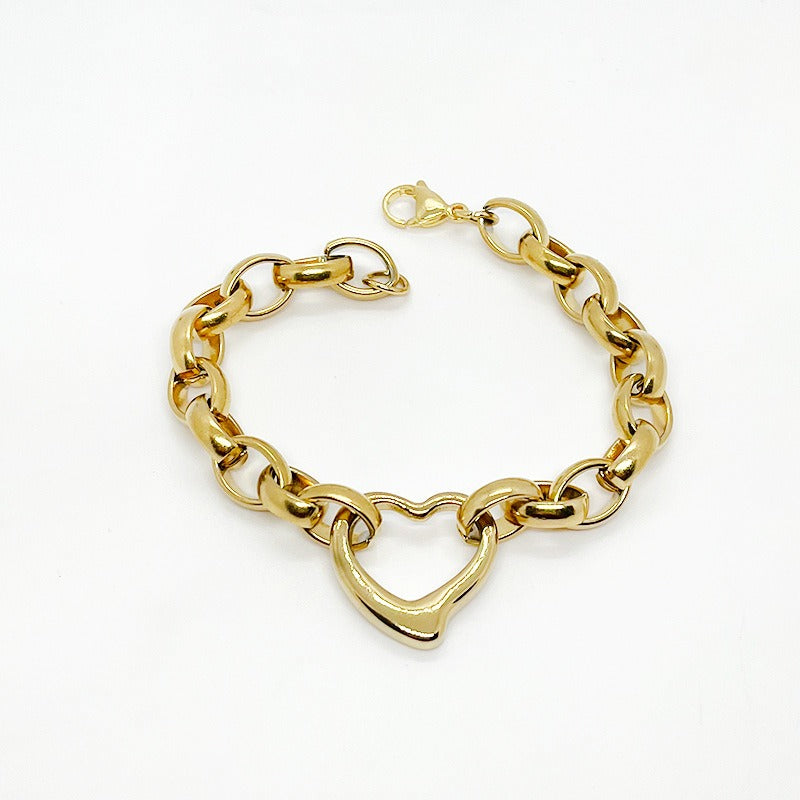 Heart-Shaped Stainless Steel Bracelet Necklace – Titanium Steel Fashionable Peach Heart Jewelry