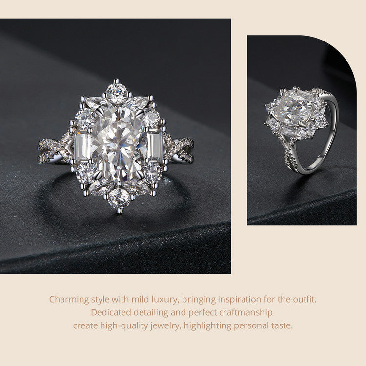 Two Carat Moissanite Diamond s925 Pure Silver Ring – Luxury Proposal & Engagement Jewelry