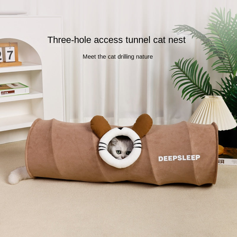 Cat Rolling Cage Toy Tunnel – Hide-and-Seek Straight Tunnel Cat Bed & Play Tube