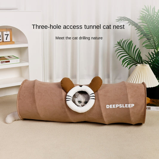 Cat Rolling Cage Toy Tunnel – Hide-and-Seek Straight Tunnel Cat Bed & Play Tube