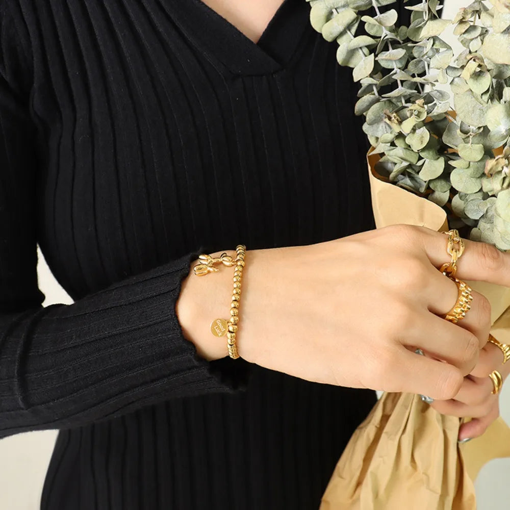 18K Gold-Plated Titanium Steel Puppy Shape Charm Bracelet – Cute Luxury Pet Jewelry Gift