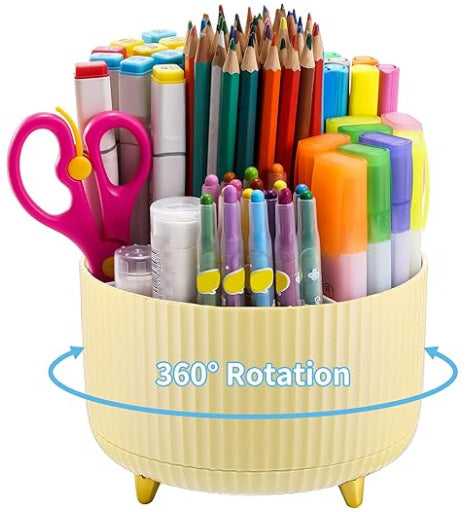 Home Desktop Rotatable Dustproof Large Capacity Pen Holder Storage Box – Multi-Use Cosmetics & Sundries Organizer